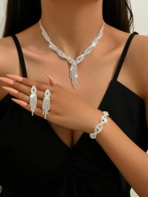 Juego de Collares Aretes Para Mujer Joyería Pendientes Colgantes de Mujer Plata S925 Foto 1 de 4