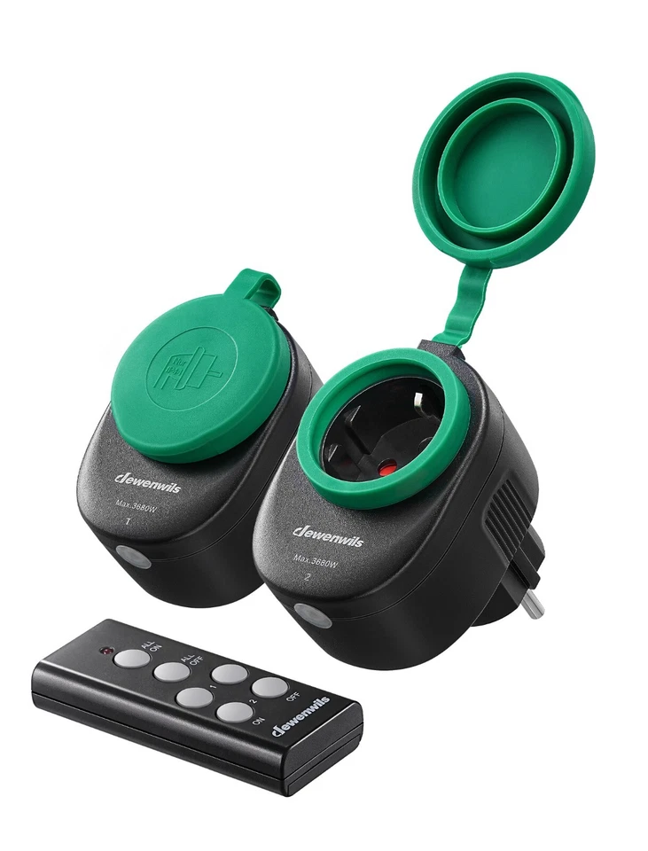 DEWENWILS Funksteckdosen mit Fernbedienung Aussen,16A 3680W, wasserdicht,30 M