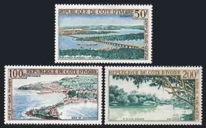 Ivory Coast C22-C24, MNH. Michel 248-249,255. Air Post 1963. Landscapes. Bridge. - Picture 1 of 1