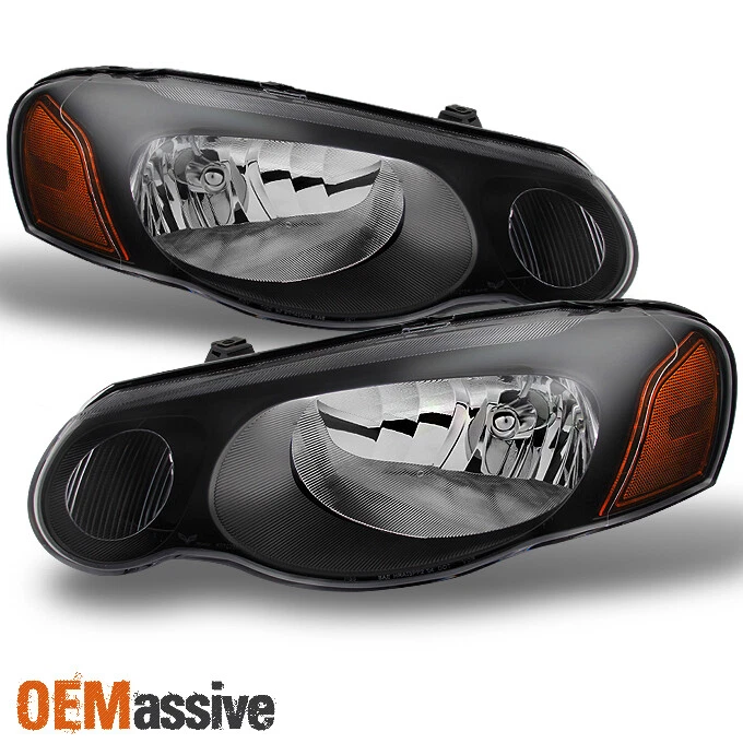 Fit 04-06 Chrysler Sebring Convertible & Sedan Black Replacement Headlights Pair - Image 1 of 4