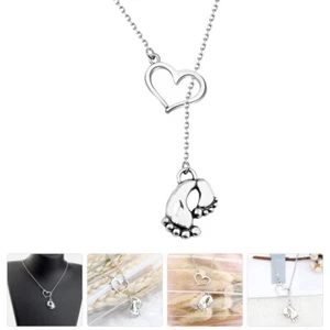 Urn The First Time Mommy Be Gift Baby Feet Necklace Love Heart Alloy Charm Mum - Picture 1 of 12