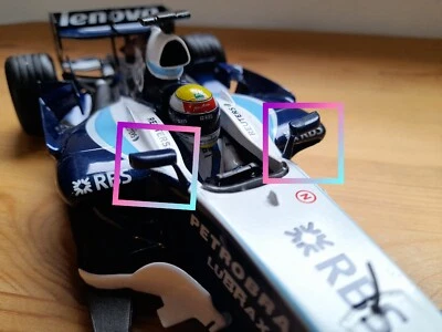 Espejos retrovisores de repuesto escala 1:18 Williams FW29 mediados de 2000 f1 repuestos coche Foto 1 de 4
