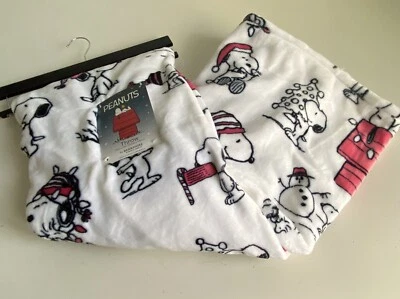 Peanuts Snoopy Rosa Invierno Vacaciones Manta Navidad Muñeco de Nieve 50 x 70” NUEVO Foto 1 de 4