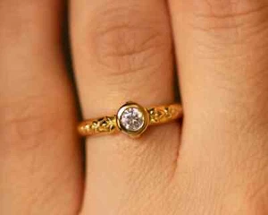 Minimalist Bezel Set 1 CT Round Cut Moissanite Engagement Ring For His Partner - Picture 1 of 6