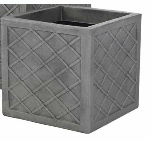 Strata Lazio 38cm Square Planter Pewter - (170210)