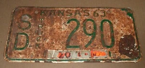 1963 Kansas License Plate SD 290 Sheridan County Truck Tag - Picture 1 of 2