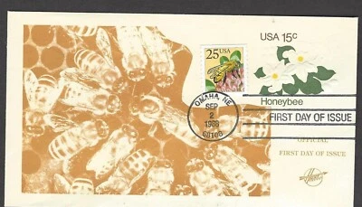 U599 tied to 2281 Hunt Cachet FDC - Honey Bee 15 cent Embossed Envelope - Image 1 of 2
