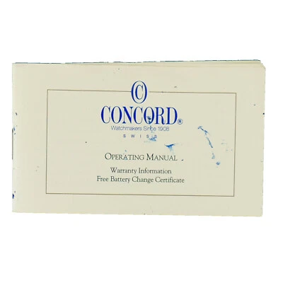 CONCORD WATCHES OPERATING MANUAL , WARRANTY INFO & FREE BATTERY CHANGE BOOKLET - Image 1 of 3
