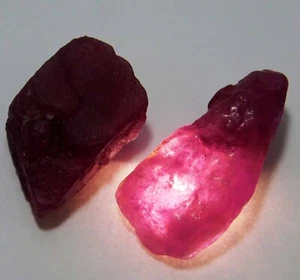 63 Ct Natural Earth Mined Madagascar Pink Ruby Rough Unheated Loose Gemston Pair - Picture 1 of 5