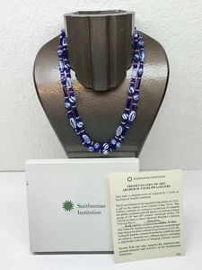 SMITHSONIAN INSTITUTE BLUE WHITE PORCELAIN BEADED DOUBLE STRAND NECKLACE 18" - Bild 1 von 11