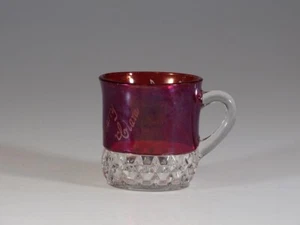 EAPG Cranberry Flashed Souvenir Mug Pan Am Expo Buffalo Albert Harry Clara 1901 - Picture 1 of 5