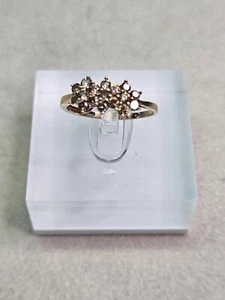 Anillo de diamantes champán oro 9kt talla O (1,51 g) 0,5 quilates - Imagen 1 de 9