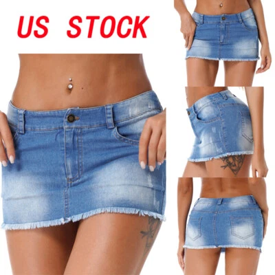 Women Denim Skirt Mini Pencil Jean Skirt Stretch Casual Bodycon Mini Skirt - Image 1 of 2