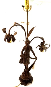 French Henry Kossowski 1815-1870 Bronze Figural Statue Transformed into a Lamp - Picture 1 of 12
