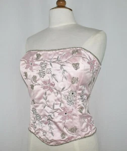 JASDEE Corsetto Bustier Vintage Lavorato a Mano Perline Ricamo Su Satinato Stile F3155 - Foto 1 di 2