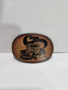 Hebilla de cinturón vintage Peterbilt Trucker 1976 cuero sobre latón. - Imagen 1 de 2