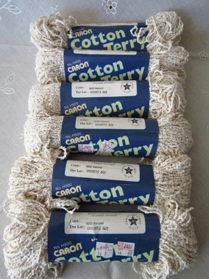 Lote de 6 madejas hilo de rizo de algodón Caron 1,75 oz - Natural - Hecho en EE. UU. Foto 1 de 3