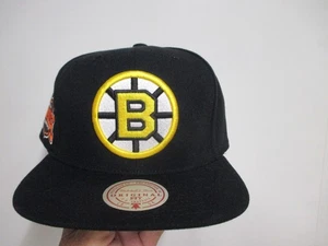 BOSTON BRUINS "MITCHELL & NESS" SNAPBACK CAMPBELL HAT (ADJUSTABLE) NWT BLACK - Picture 1 of 6