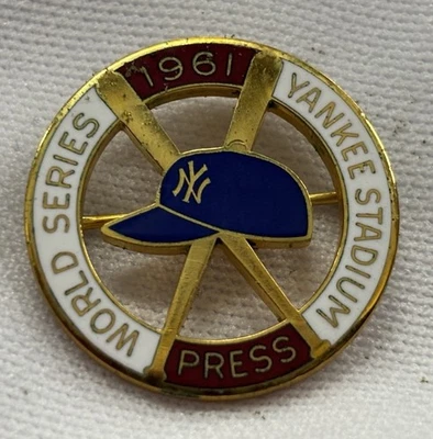 1961 Baseball New York Yankees World Series Media Press Pin Charm Button Pinback - Image 1 of 4