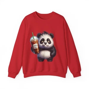 Funny Coffee Panda Sweatshirt “Coffee Now” Unisex Cute Caffeine Lover Pullover  - Picture 1 of 21