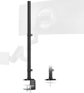 Steel Extra Tall 32 Inch 2-Section Monitor Stand Pole - with Mounting Base He... - Picture 1 of 7