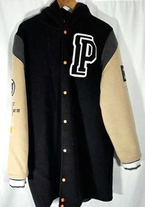 Puma Signature Mens Coat XL Jacket Hood Varsity Winter Long Parka Black  - Picture 1 of 14