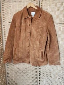 western Suede Style & Co Collection Leather Blazer Jacket Size XL Brown - Picture 1 of 10
