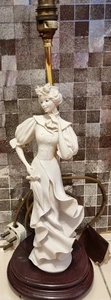Capodimonte/Florence Porcelain Lady Lamp– Woman Figurine Base on Wooden Stand - Picture 1 of 24