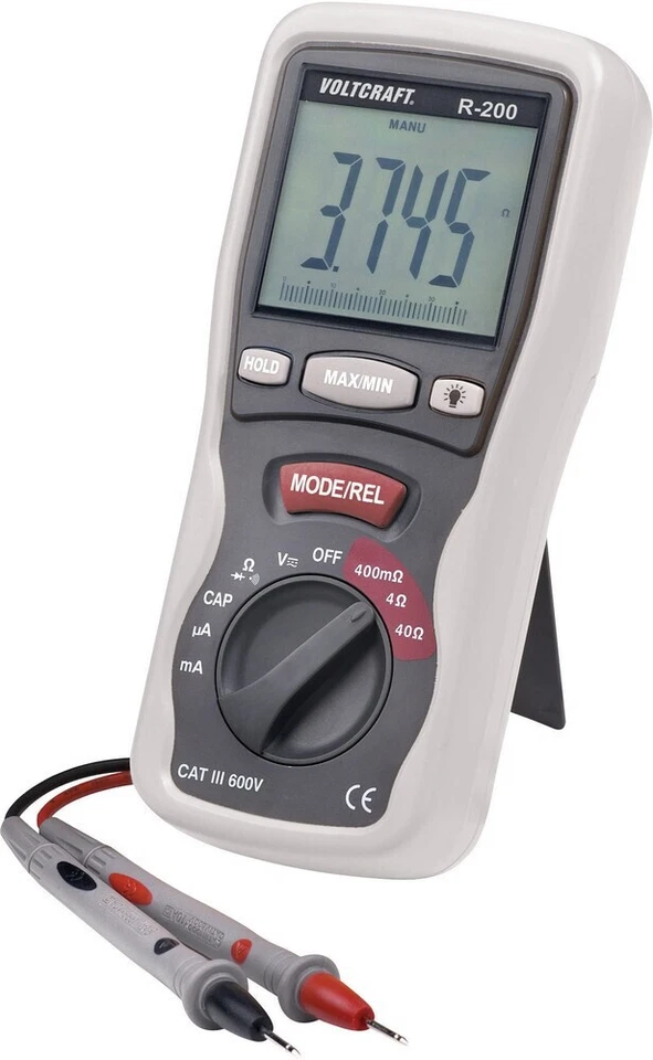 Voltcraft R-200 Komponententester Milliohm-Meter 4000 Counts CAT III 1620985 - Bild 1 von 1