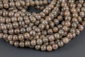Piedras preciosas de labradorita de chocolate genuino 8 mm cuentas redondas lisas hilo 15,5" - Imagen 1 de 4