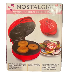  NOSTALGIA Mini Orbital Rojo Fabricante de Donuts Nuevo En Caja Fecha Noche Regalo Fiesta - Imagen 1 de 2