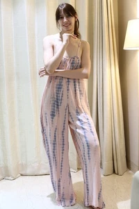 Precioso Vestido Mono Largo Tie-dye Rosa y Gris Mujeres Vestido Correas Finas PS TD41 - Imagen 1 de 10