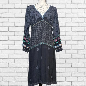 Johnny Was Ridden Tunika/Kleid mit Kontrastbesatz - Größe L Blumen bestickt - Bild 1 von 7