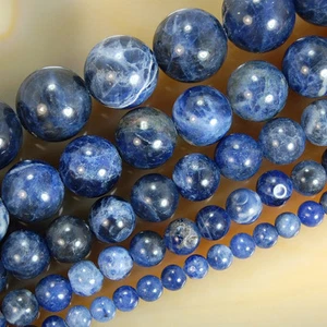 Cuentas redondas de sodalita azul natural 15,5" 4 mm 6 mm 8 mm 10 mm 12 mm tamaño elige - Imagen 1 de 6