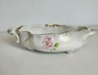 Vintage Porcelain Bowl Handles Gold Trim Footed Pink Flowers 8