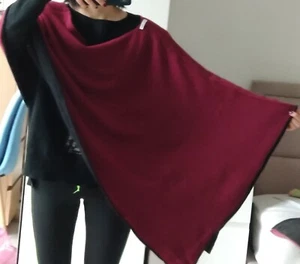 100% Cashmere Poncho Black Red One Size Minnie Rose - Picture 1 of 4