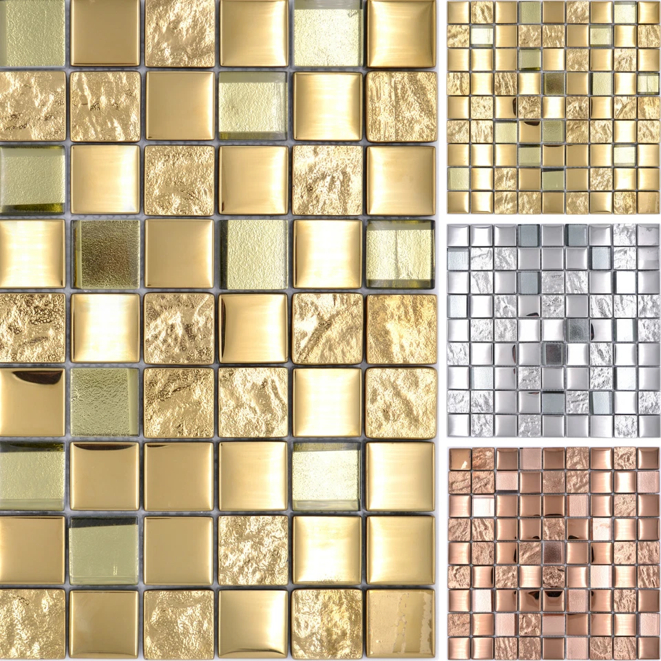 Piastrelle Mosaico Oro Bronzo Argento IN Vetro Cucina Parete Rivestimento Della - Image 1 of 1
