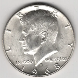 1968 D KENNEDY HALF DOLLAR $.50 COIN 40% SILVER UNITED STATES DENVER MINT USA B - Picture 1 of 2