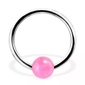Unverlierbarer Lippen Ohr Augenbrauen Ring 16 Stärke 7/16" Stein Rose 4 mm Stahl * - Bild 1 von 4