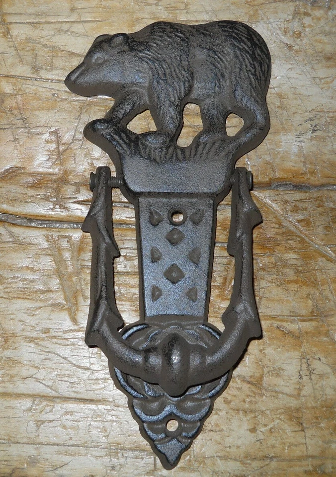 Cast Iron Antique Style BLACK BEAR Door Knocker Rustic Brown Finish Cabin Decor - Image 1 of 1