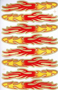 Flame Fire Sticker Sheet Motocross Car, Motorcycle, Skateboard & RC - A4 (040) - Picture 1 of 1