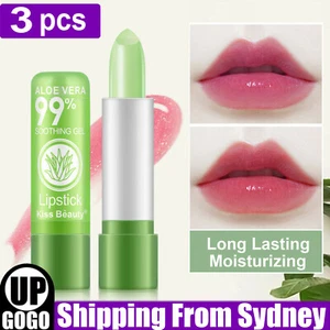 3PCS Aloe Vera Lipstick Lip Balm Color Mood Changing Long Lasting Moisturizing - Picture 1 of 10