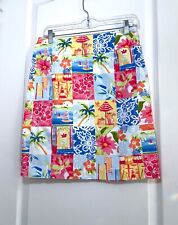Talbots Tropical Print Skirt size 6 6P Blue Pink Floral Beach Pencil Straight