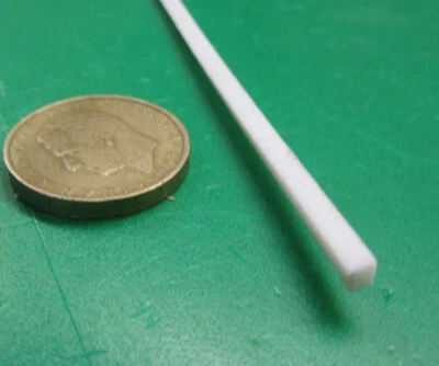Barra cuadrada virgen de teflón PTFE 1/8" - 0,125" de grosor x 1/8" de ancho x 12" de largo blanca Foto 1 de 4