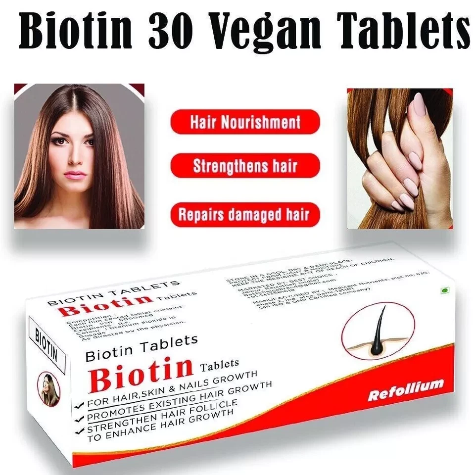 Bloqueador de DHT ganho de cabelo biotina hidrolisada DHT bloqueador vitaminas de crescimento capilar 30 TAB - Imagem 1 de 4