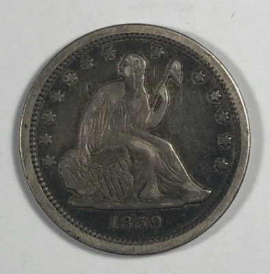 1839 Seated Quarter .25. No Drape. Scarce Original Extra Fine.  - Image 1 of 3