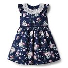 Jamie and Jack Girls FLORAL LACE COLLAR DRESS Merchant Marine Navy Blue 2T