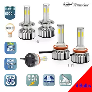 2Pair H7 + H11 4-Sides Shortest LED Headlight Low High Beams Light Bulbs 6000K - Picture 1 of 10