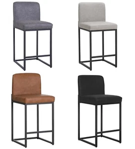 24'' Bar Stools Counter Height Bar Stool Leather Barstool for Kitchen Island - Picture 1 of 21