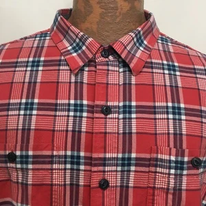 L.L. Camisa de algodón manga larga a cuadros Bean 2XLT roja blanca azul - Imagen 1 de 5